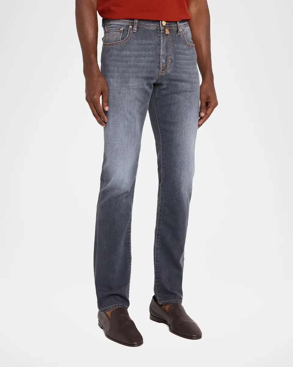 Jacob Cohen Men's Slim Straight-Leg Washed Black Denim Jeans | Thumbnail 4 Jacob Cohen Men's Slim Straight-Leg Washed Black Denim Jeans | Thumbnail 4