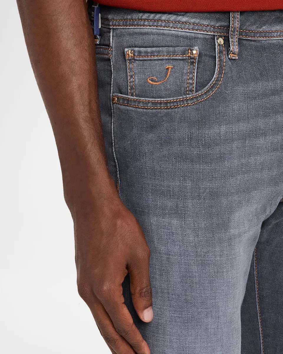 Jacob Cohen Men's Slim Straight-Leg Washed Black Denim Jeans | Thumbnail 5 Jacob Cohen Men's Slim Straight-Leg Washed Black Denim Jeans | Thumbnail 5
