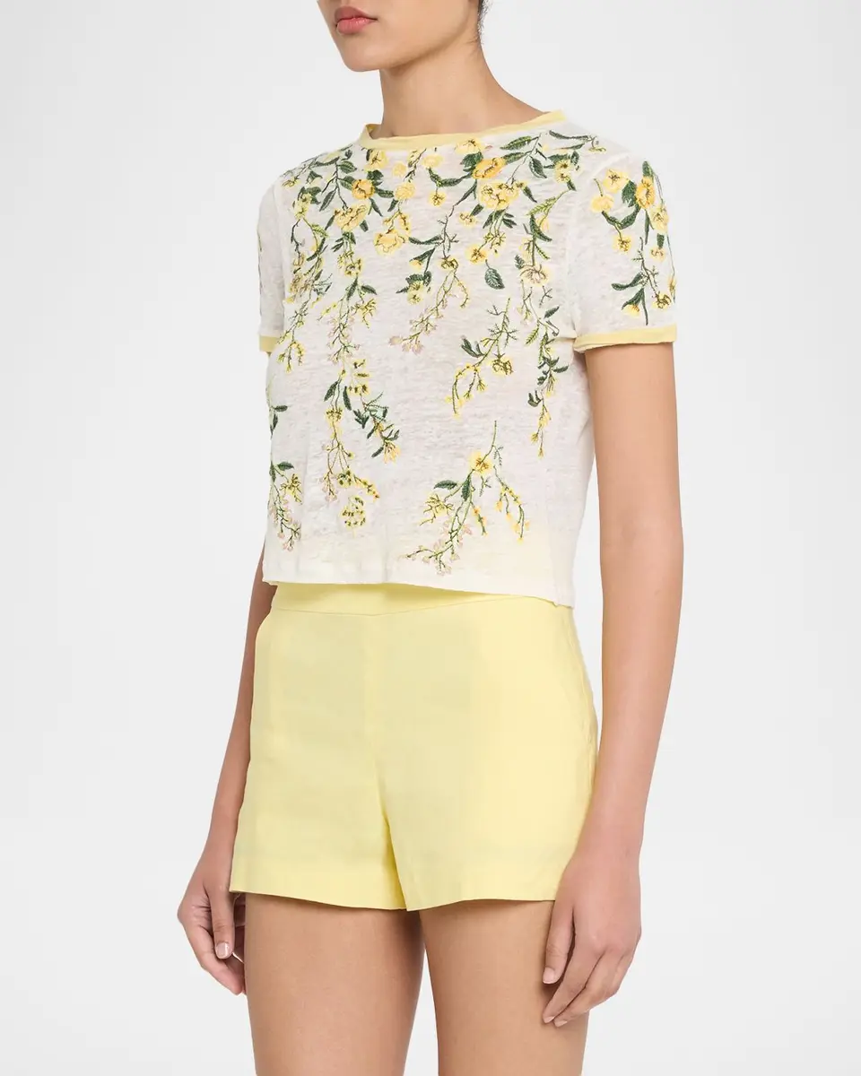 ALICE + OLIVIA Cindy Embroidered Crop Top | Thumbnail 4