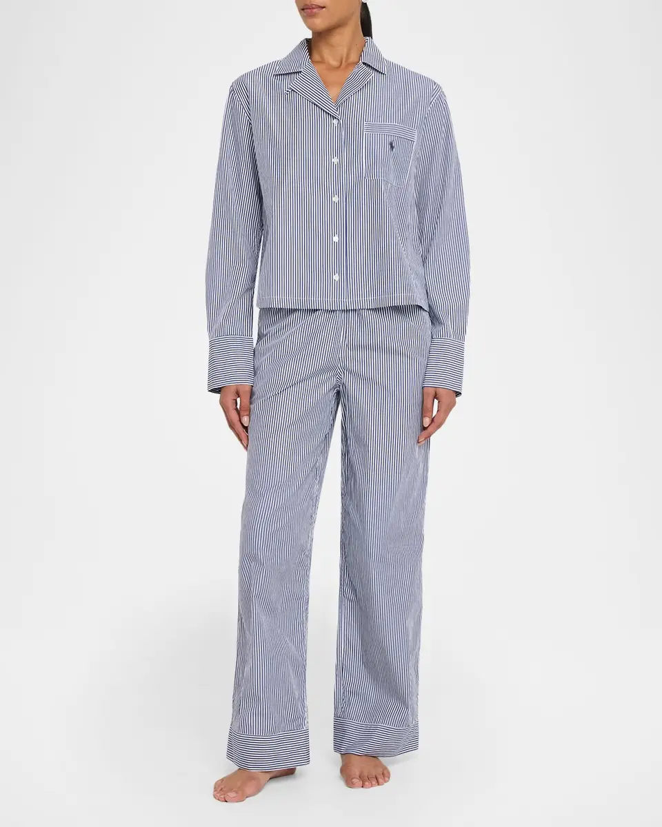 Polo Ralph Lauren Long-Sleeve Striped Cotton Poplin Pajama Set | Thumbnail 2