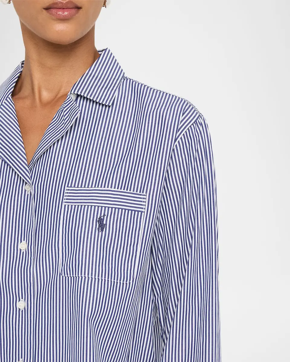 Polo Ralph Lauren Long-Sleeve Striped Cotton Poplin Pajama Set | Thumbnail 5