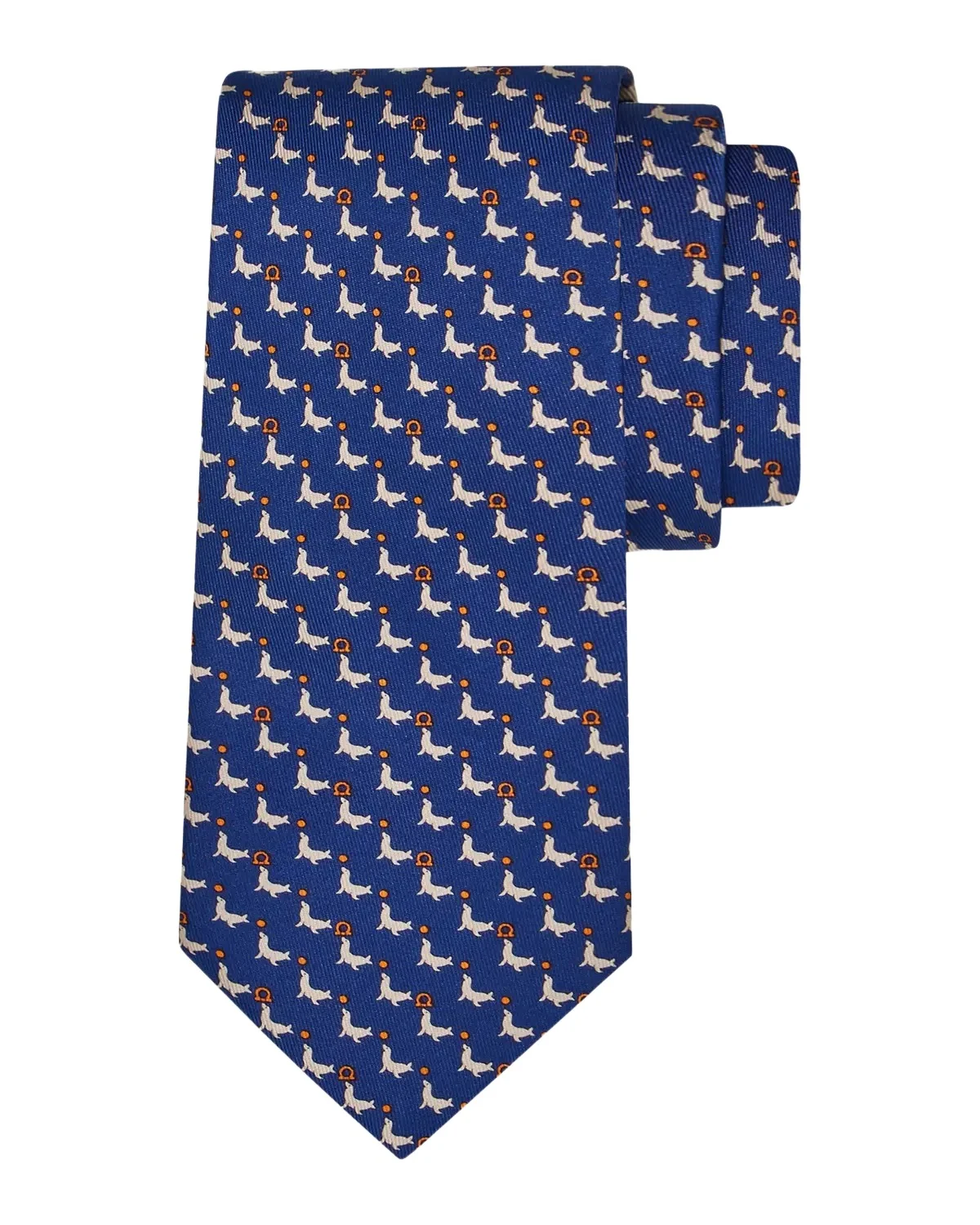 Ferragamo Men's Gancio Sea Lion-Print Tie