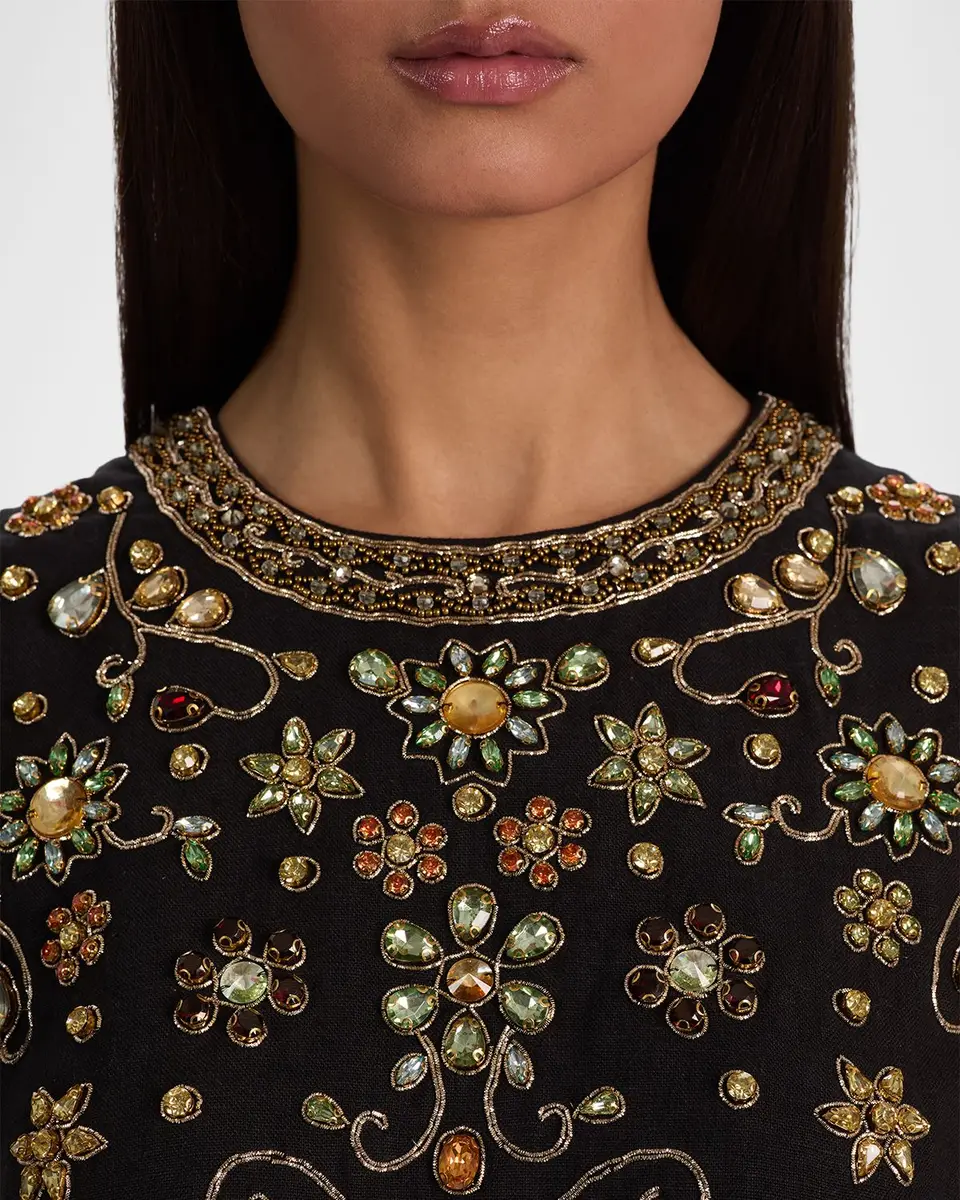ALICE + OLIVIA Amal Embellished Linen Top | Thumbnail 5 ALICE + OLIVIA Amal Embellished Linen Top | Thumbnail 5
