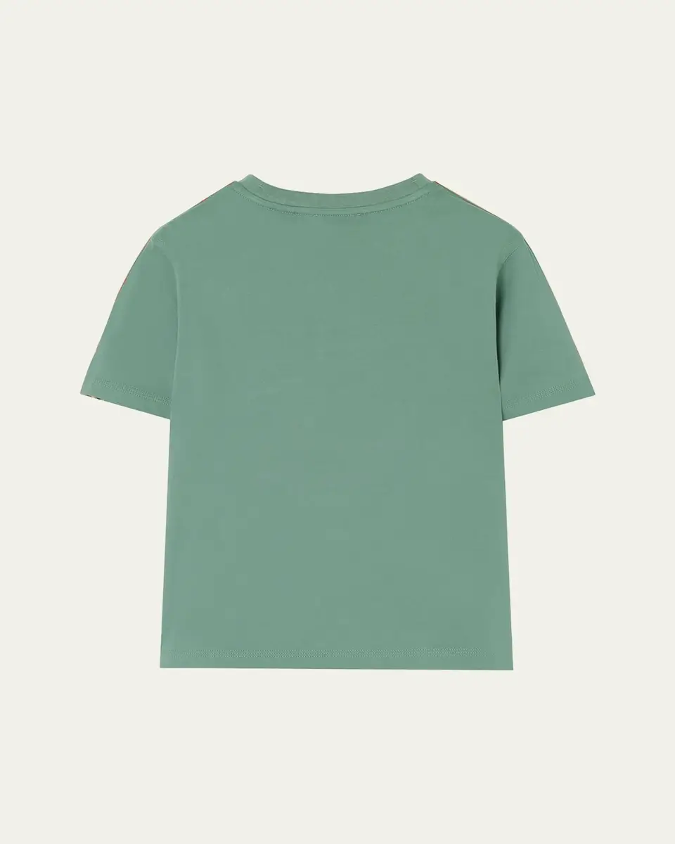 Burberry Boy's Check-Trim Cotton T-Shirt | Thumbnail 2 Burberry Boy's Check-Trim Cotton T-Shirt | Thumbnail 2