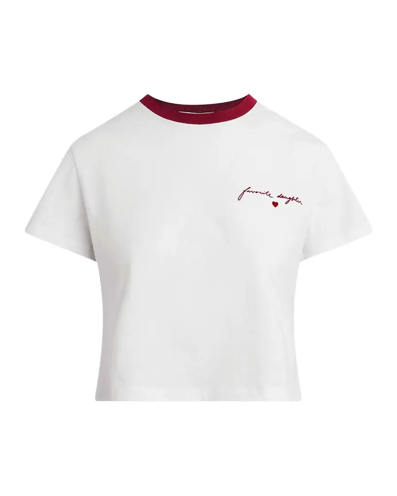 Favorite Daughter The Cropped Signature Chest Logo Tee | Image 1 Favorite Daughter The Cropped Signature Chest Logo Tee | Image 1