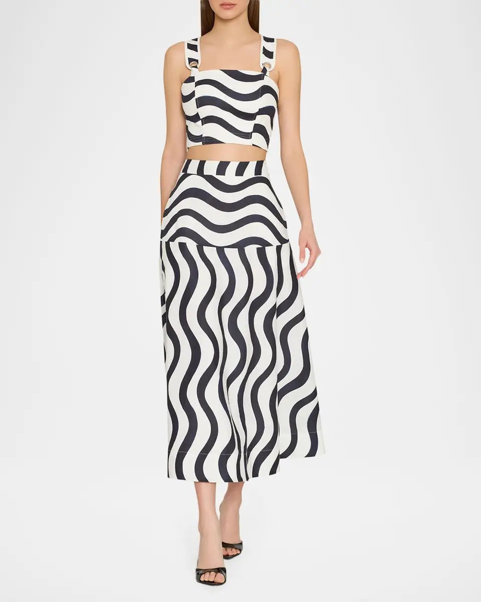 Milly Lenox Wavy Striped Crop Top | Thumbnail 2 Milly Lenox Wavy Striped Crop Top | Thumbnail 2