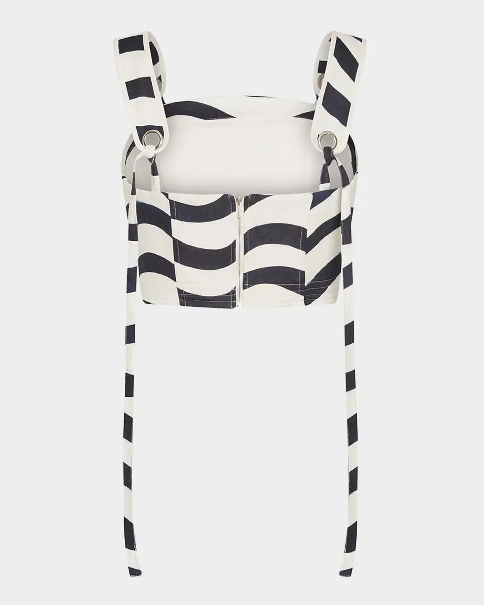 Milly Lenox Wavy Striped Crop Top | Thumbnail 4 Milly Lenox Wavy Striped Crop Top | Thumbnail 4