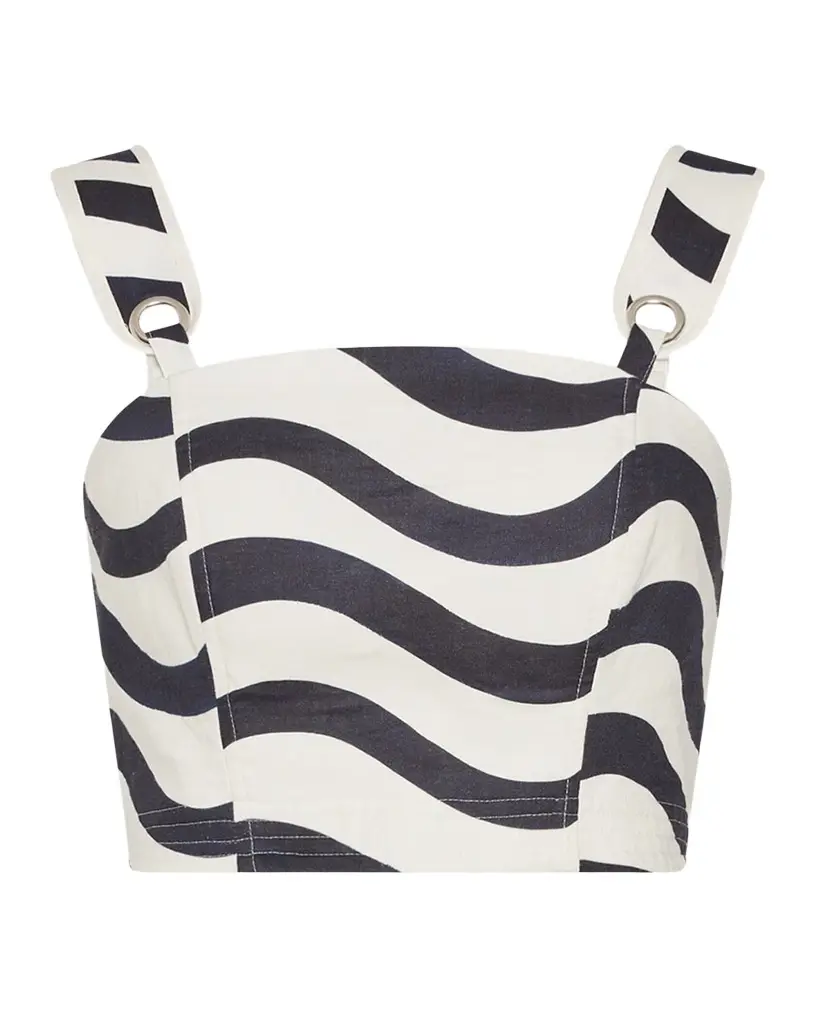 Milly Lenox Wavy Striped Crop Top | Image 1 Milly Lenox Wavy Striped Crop Top | Image 1