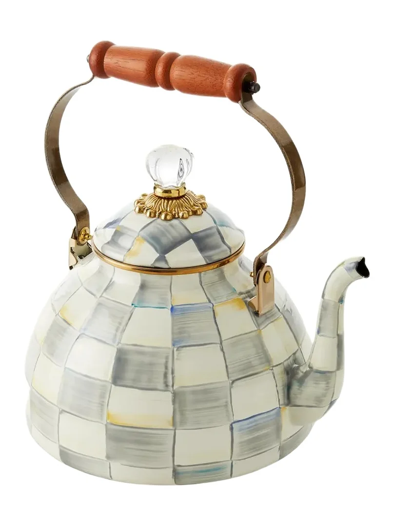 MacKenzie-Childs Sterling Check Tea Kettle, 3qt.