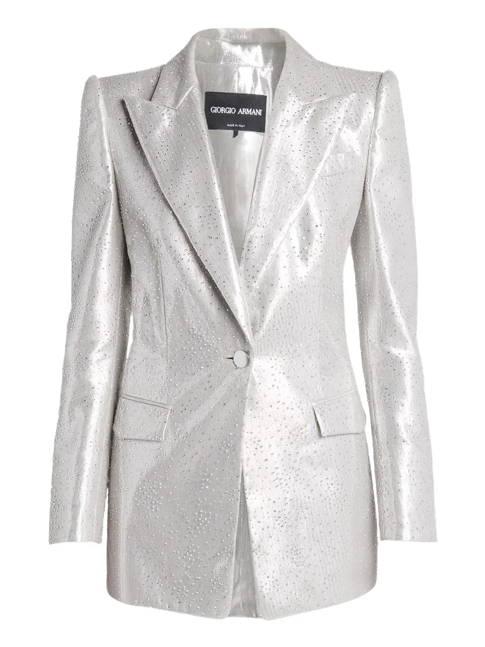 Crystal One-Button Silk Blazer