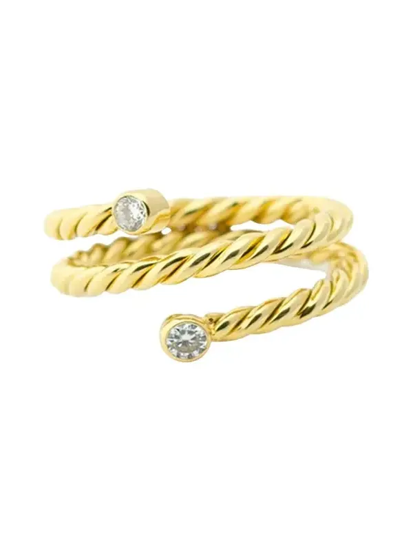 Haute Victoire Toi et Moi Hand-Twisted 18K Yellow Gold Diamond Ring