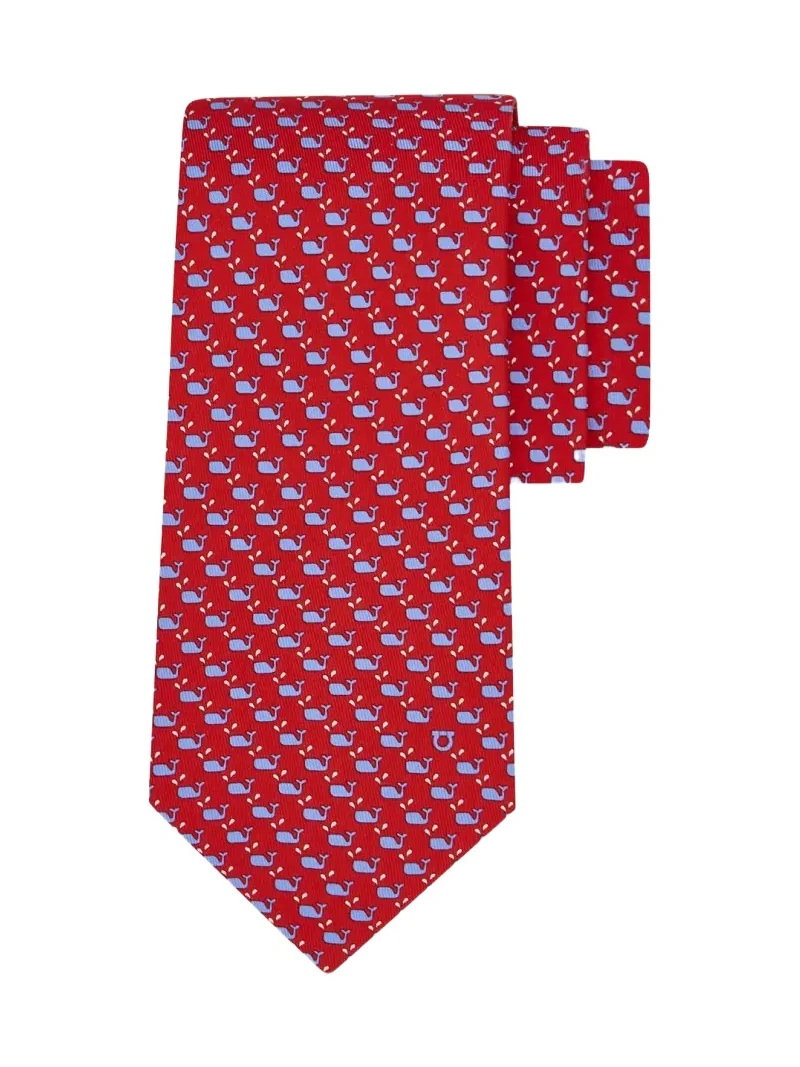 Ferragamo Men's Whale Micro-Print Tie