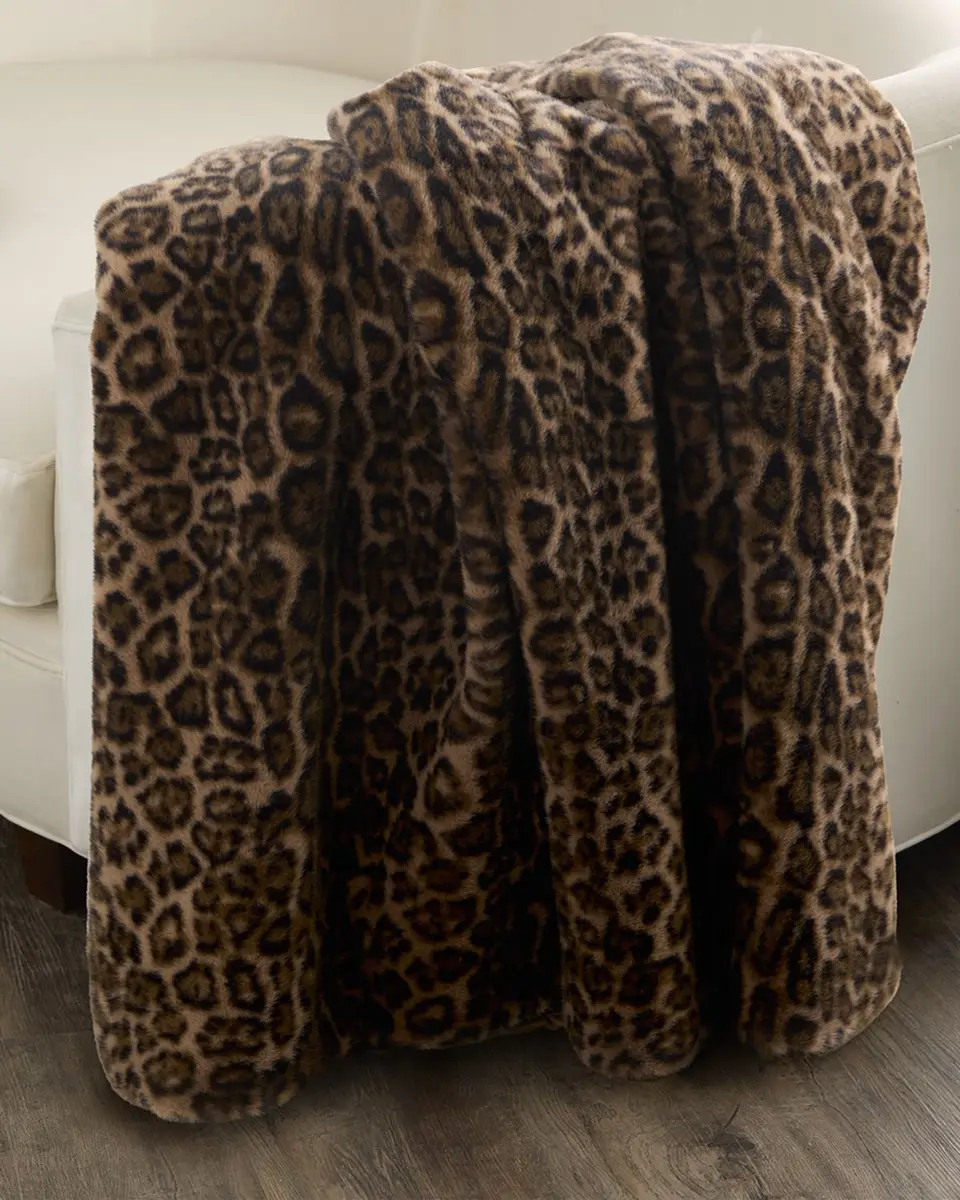 Lyla Grant Leopard-Print Faux Mink Throw, 60" x 72" | Thumbnail 2 Lyla Grant Leopard-Print Faux Mink Throw, 60" x 72" | Thumbnail 2
