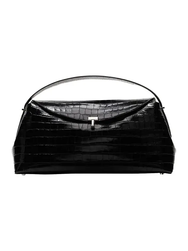 T-Lock Croc-Embossed Top-Handle Bag