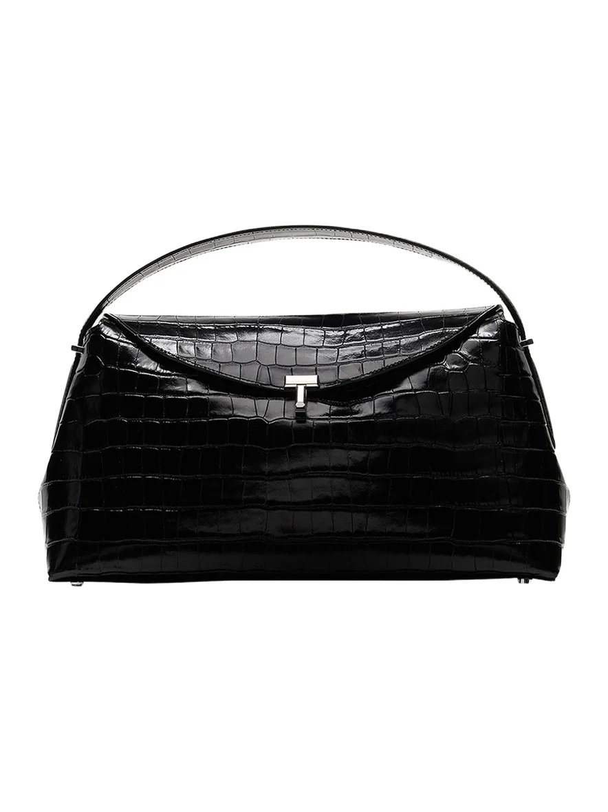 T-Lock Croc-Embossed Top-Handle Bag