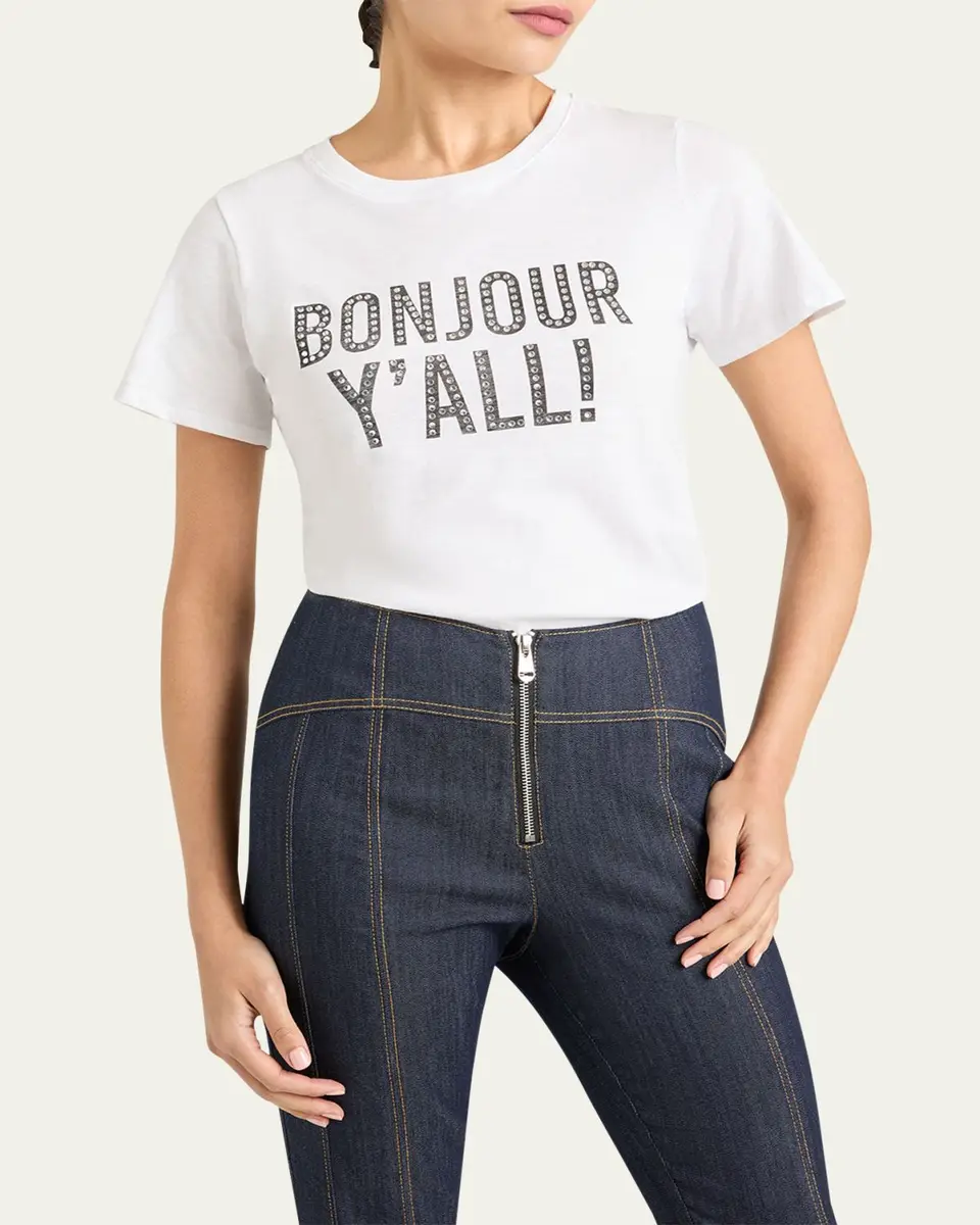 Cinq à Sept Bonjour Y'all Embellished Shrunken Tee | Thumbnail 3