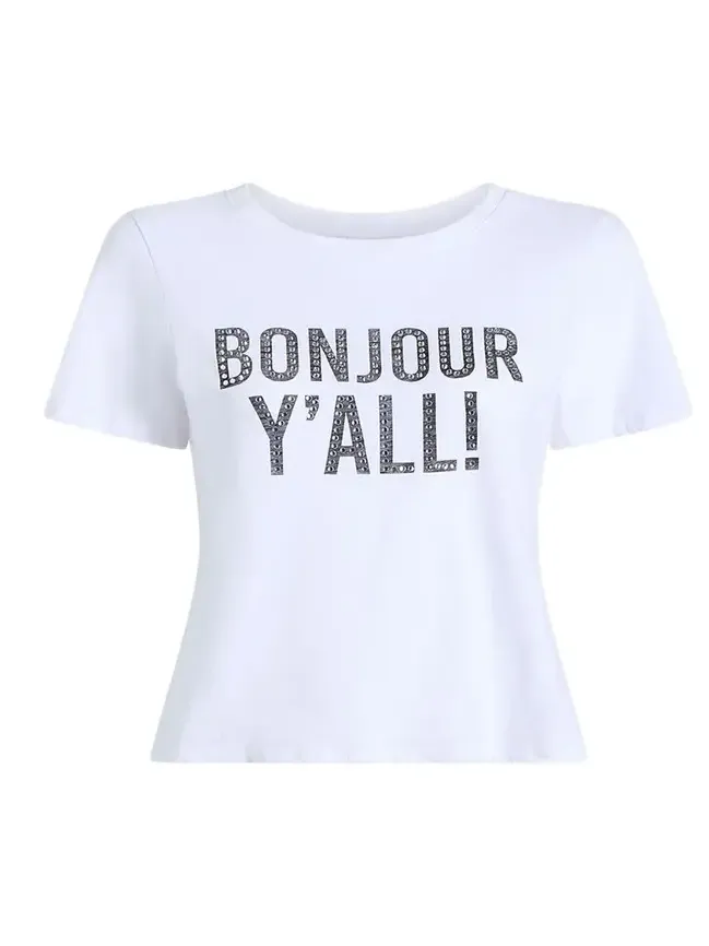 Bonjour Y'all Embellished Shrunken Tee Bonjour Y'all Embellished Shrunken Tee