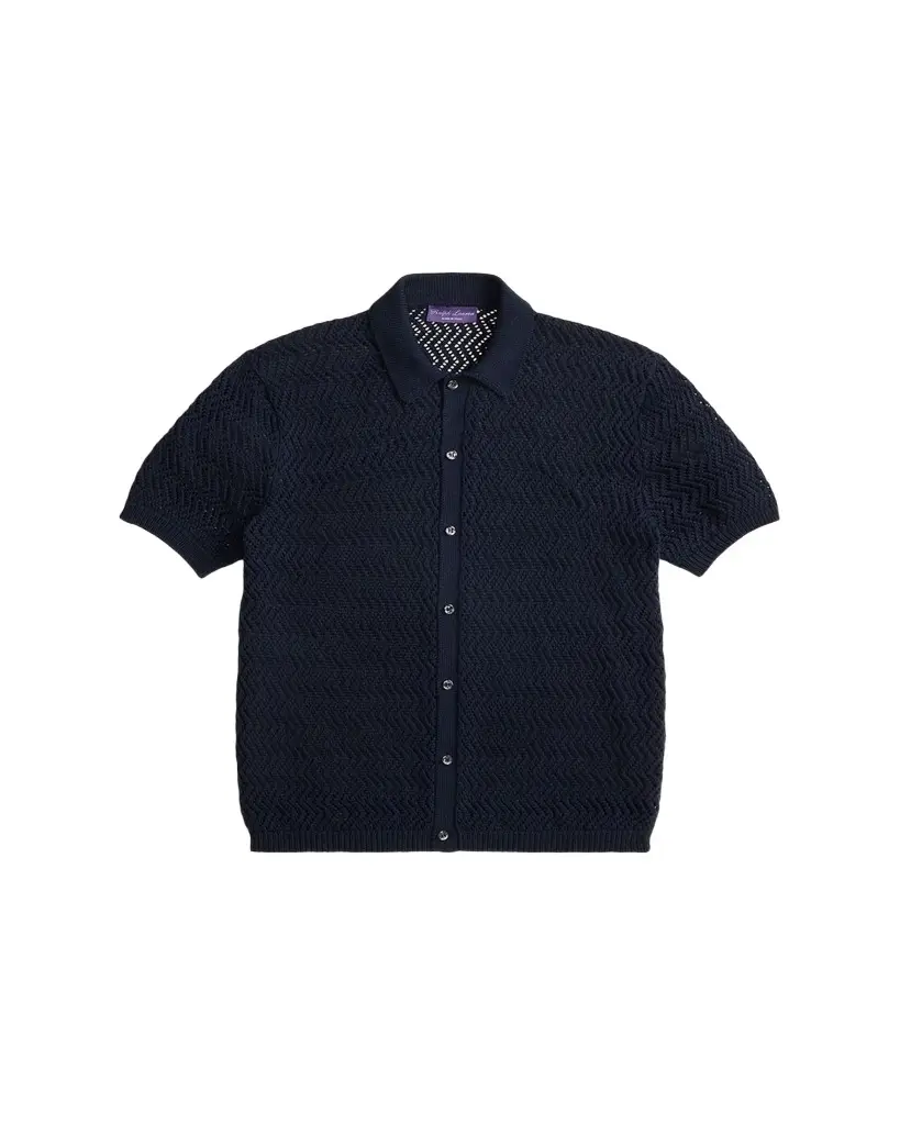 Ralph Lauren Purple Label Men's Cotton Textured Knit Short-Sleeve Shirt | Image 1 Ralph Lauren Purple Label Men's Cotton Textured Knit Short-Sleeve Shirt | Image 1