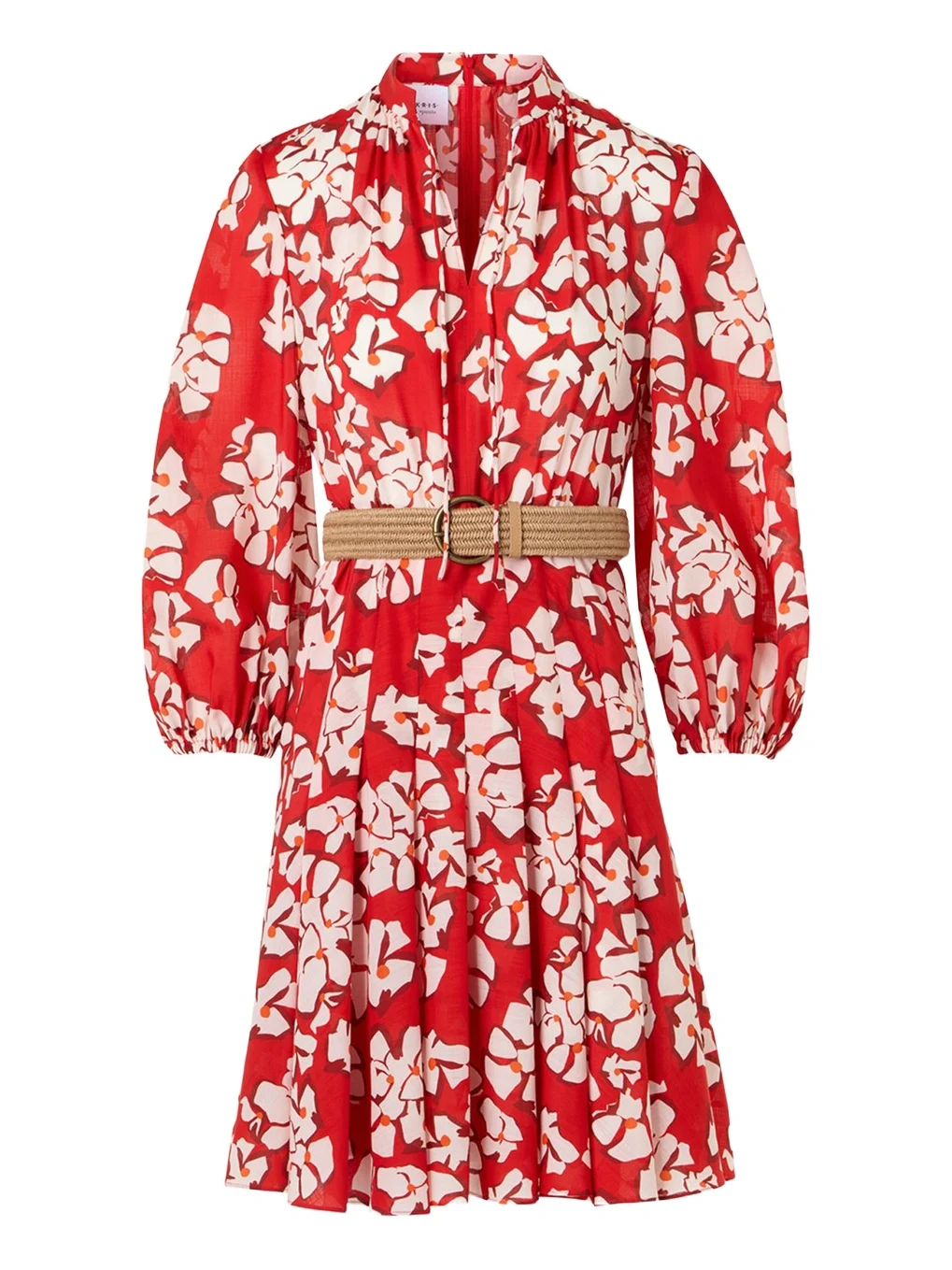 Akris punto Papercut Flower-Print Crepe Balloon-Sleeve Belted Dress | Thumbnail 1 Akris punto Papercut Flower-Print Crepe Balloon-Sleeve Belted Dress | Thumbnail 1