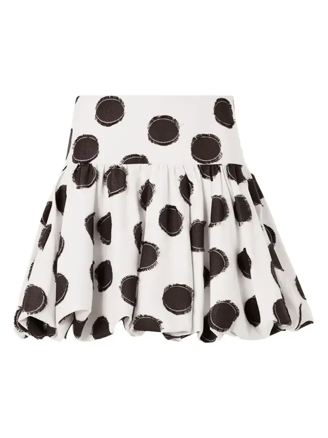 Fringed Polka Dot Jacquard Mini Skirt