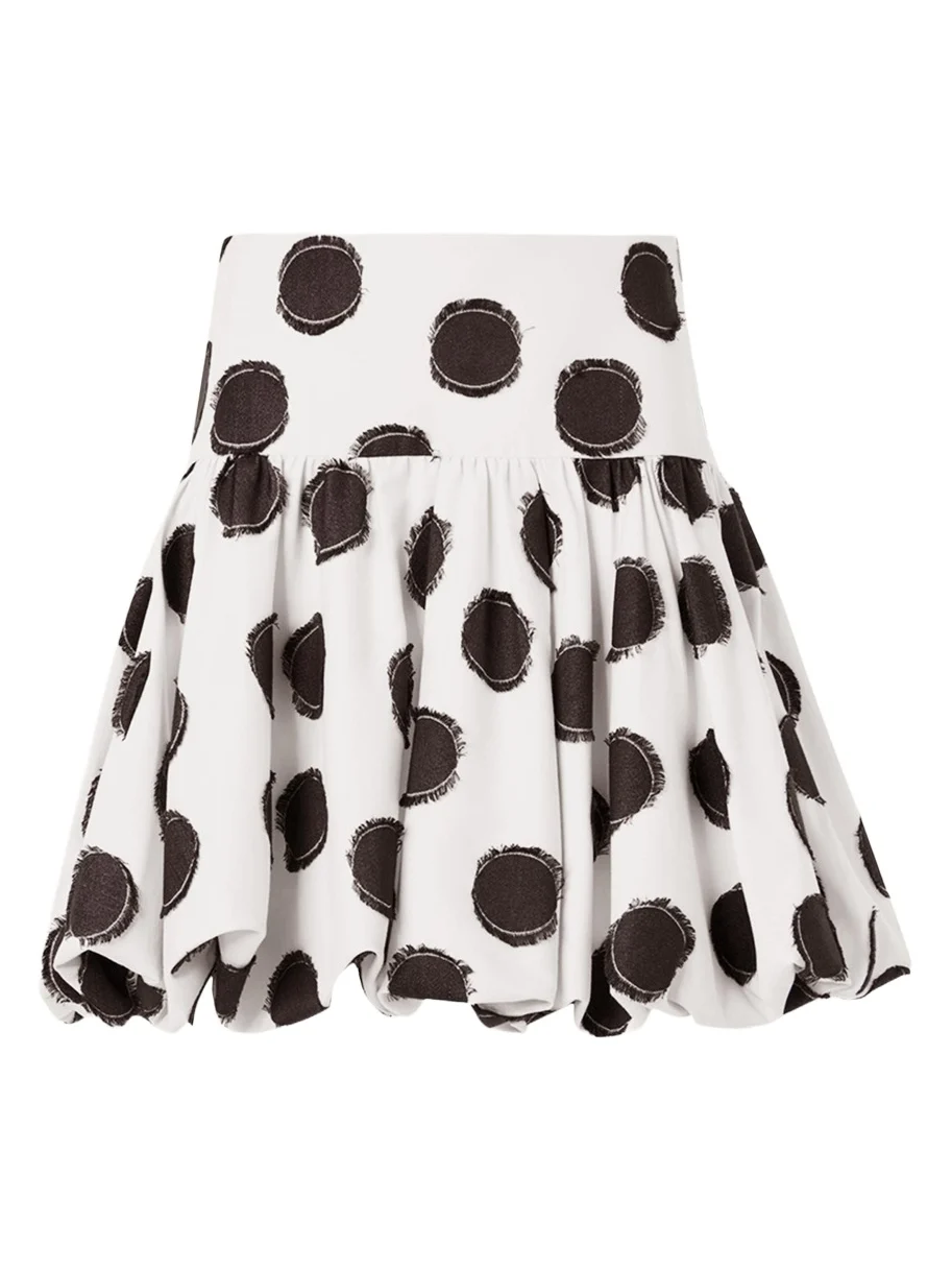 Fringed Polka Dot Jacquard Mini Skirt Fringed Polka Dot Jacquard Mini Skirt