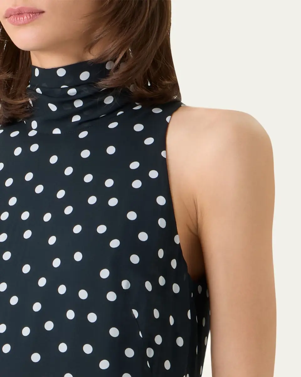 Akris punto Mock-Neck Polka-Dot Viscose Georgette Handkerchief Midi Dress | Thumbnail 5 Akris punto Mock-Neck Polka-Dot Viscose Georgette Handkerchief Midi Dress | Thumbnail 5