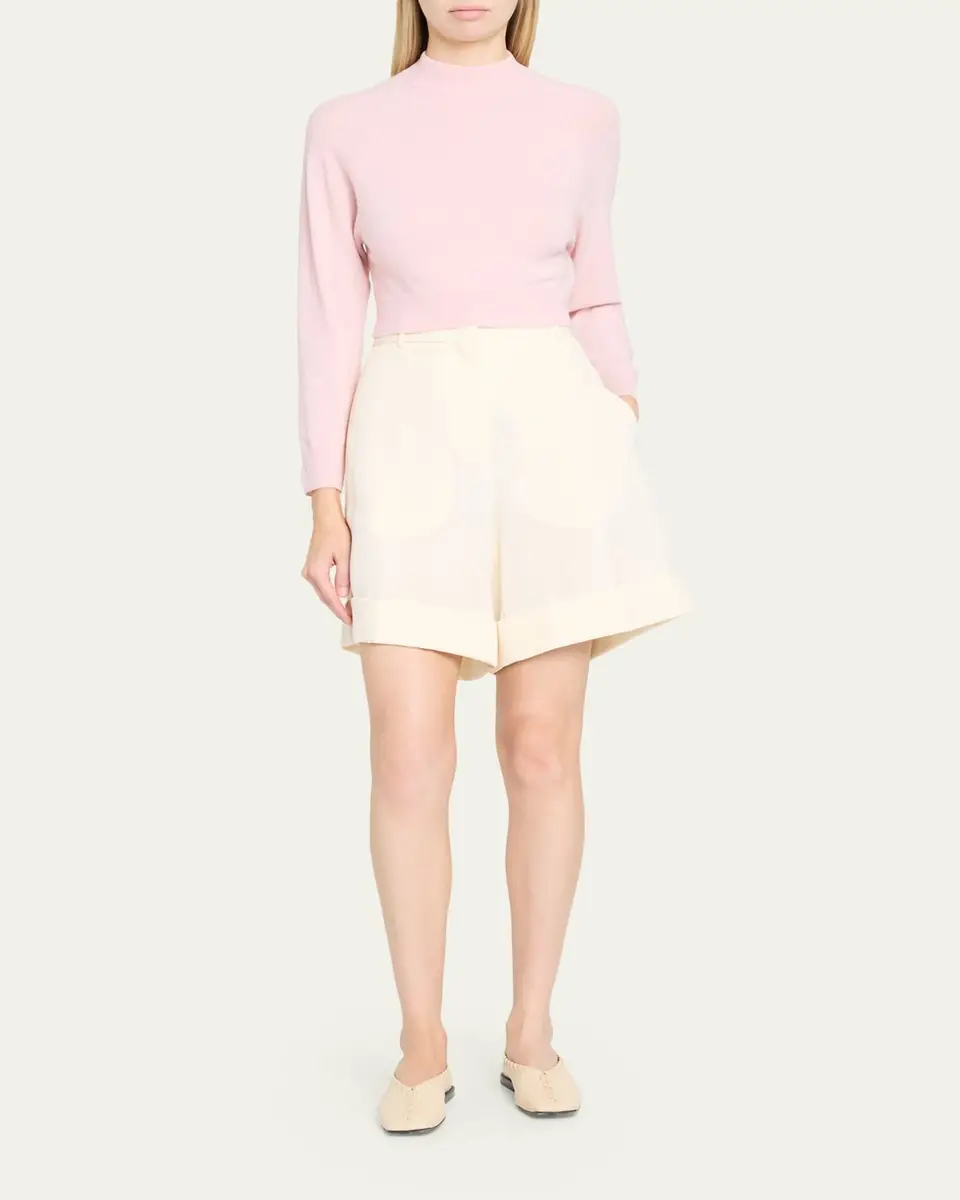 Jil Sander Wool-Cashmere Crop Crewneck Sweater | Thumbnail 2