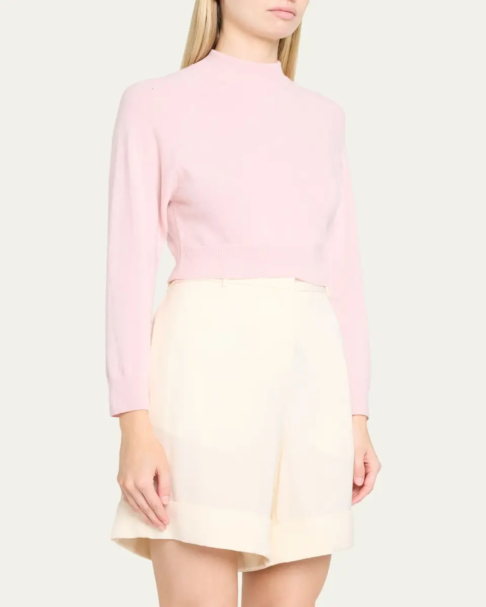 Jil Sander Wool-Cashmere Crop Crewneck Sweater | Thumbnail 4