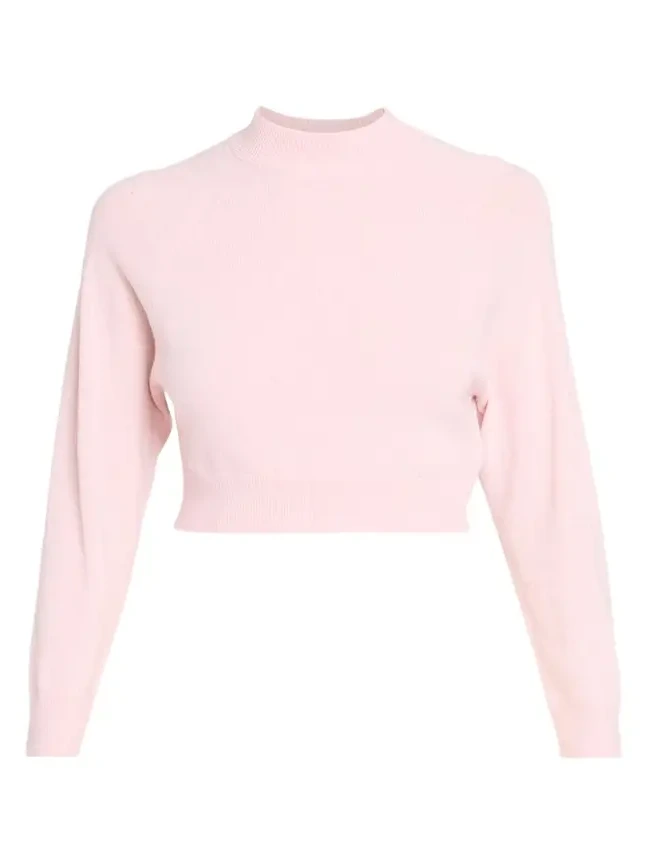 Wool-Cashmere Crop Crewneck Sweater