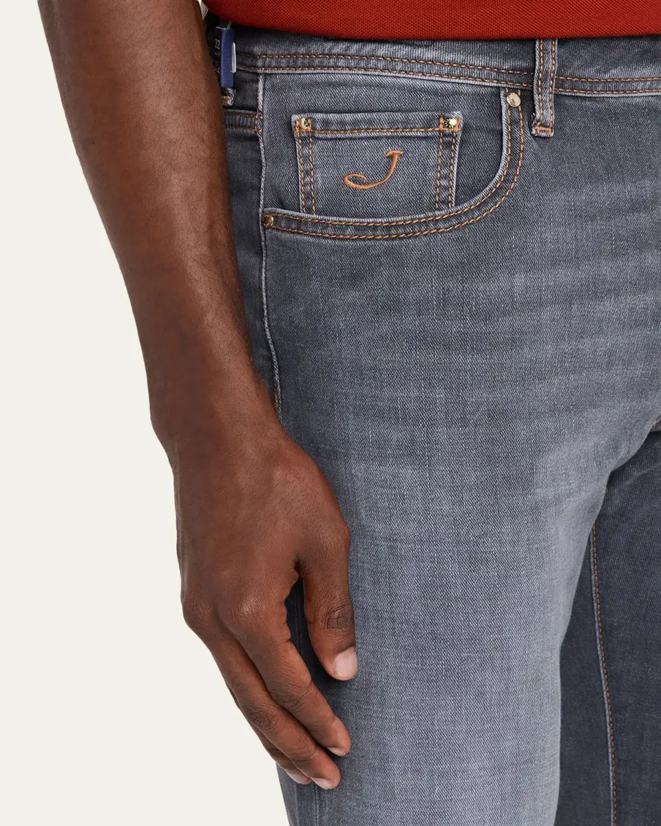 Jacob Cohen Men's Slim Straight-Leg Washed Black Denim Jeans | Thumbnail 5 Jacob Cohen Men's Slim Straight-Leg Washed Black Denim Jeans | Thumbnail 5