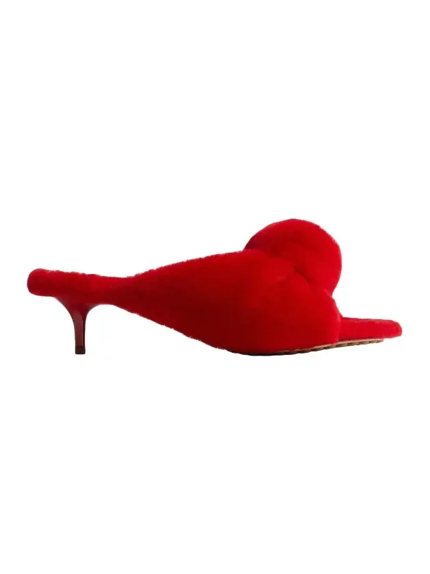 Carded Merino Wool Knotted Kitten-Heel Sandals Carded Merino Wool Knotted Kitten-Heel Sandals