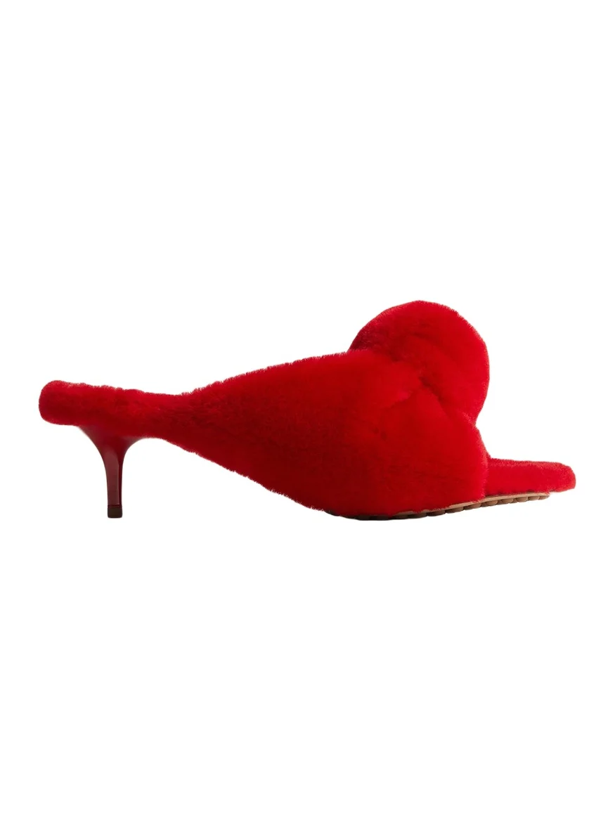 Carded Merino Wool Knotted Kitten-Heel Sandals Carded Merino Wool Knotted Kitten-Heel Sandals