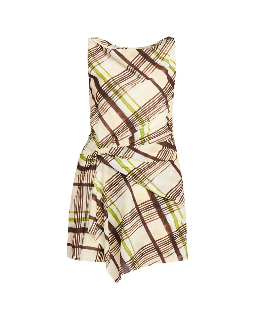 A.L.C. Dea Plaid Draped Mini Dress | Image 1 A.L.C. Dea Plaid Draped Mini Dress | Image 1