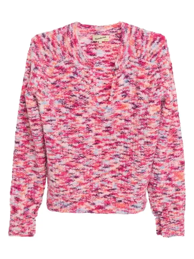 Men's Melange Split Open-Crewneck Sweater