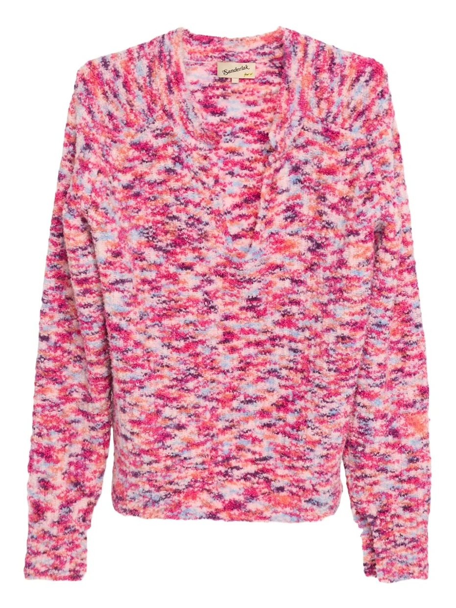 Sanderlak Men's Melange Split Open-Crewneck Sweater