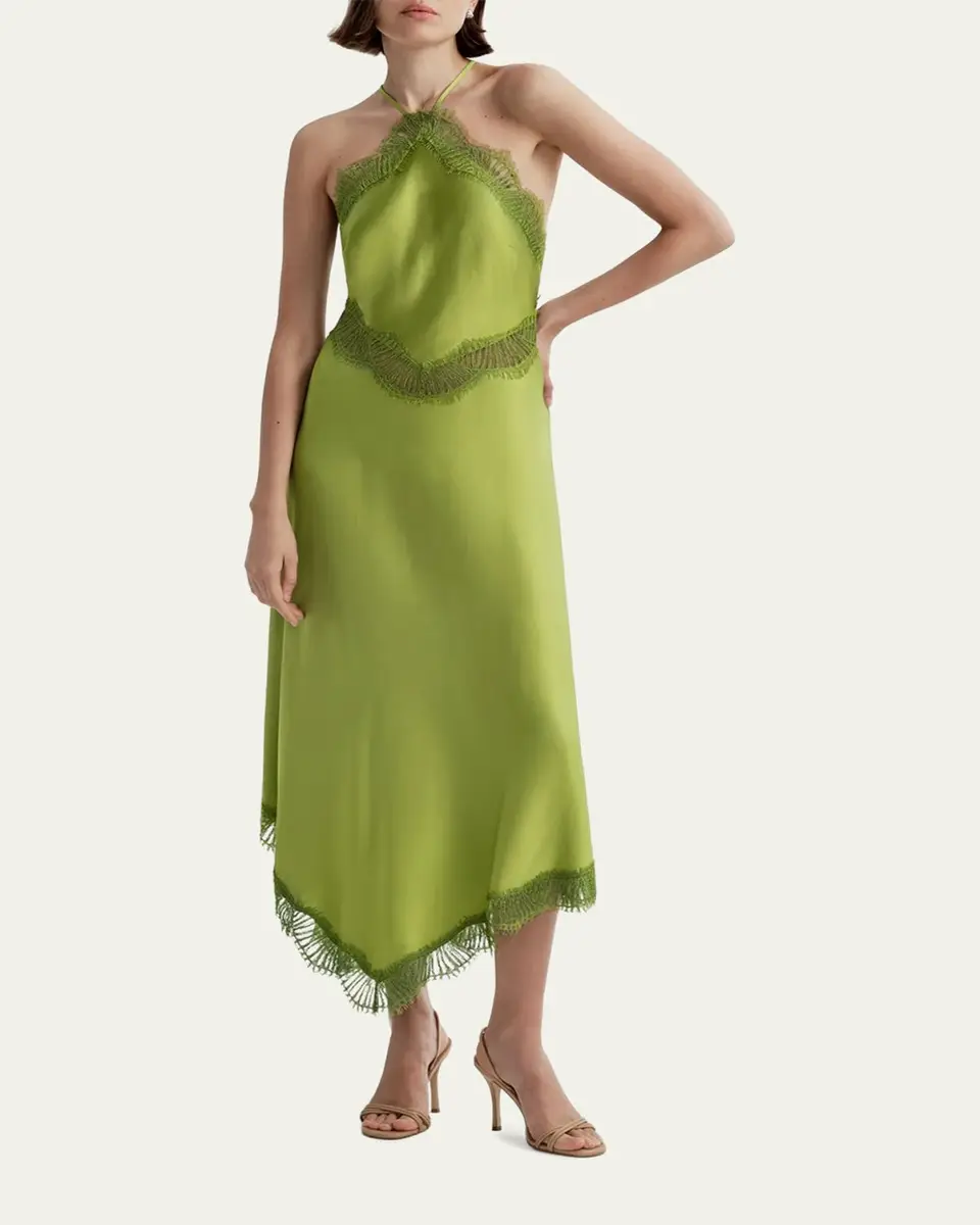A.L.C. Lucia Satin & Lace Midi Dress | Thumbnail 2