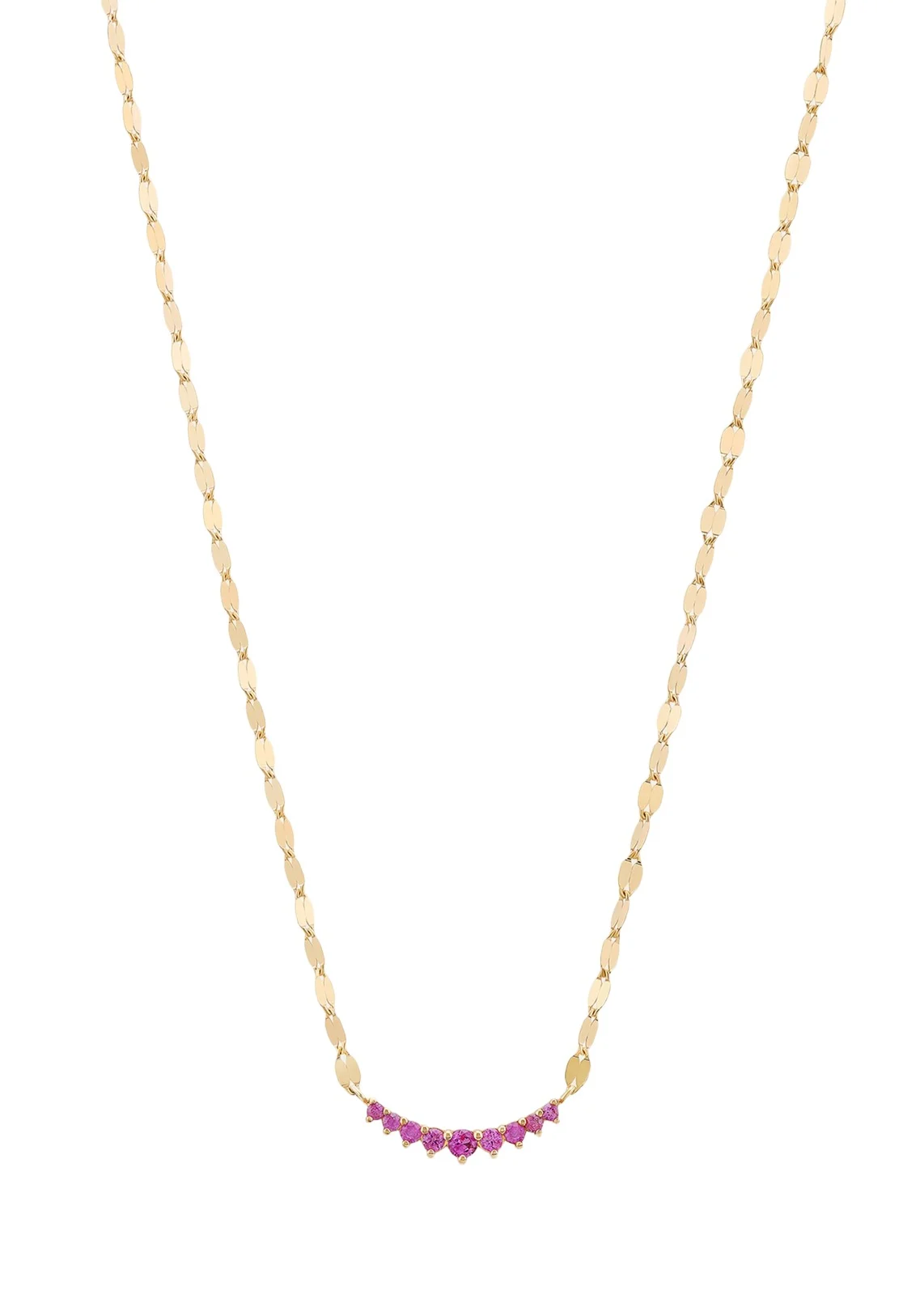 Mini Curved Pink Sapphire Necklace Mini Curved Pink Sapphire Necklace