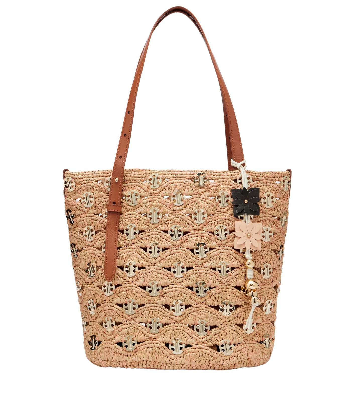 Rabanne Small embellished raffia tote bag