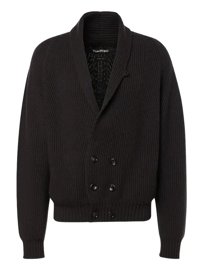 Ribbed-knit cashmere and wool cardigan