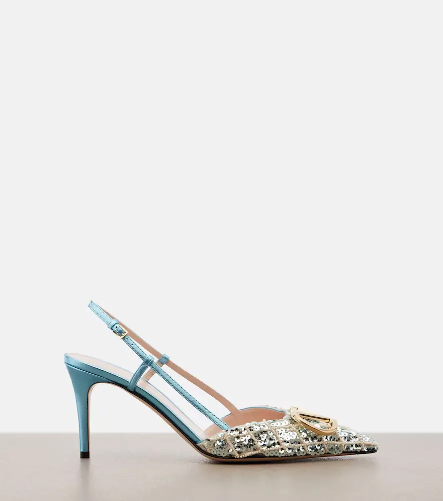 Valentino Garavani VLogo Signature sequined slingback pumps | Thumbnail 2 Valentino Garavani VLogo Signature sequined slingback pumps | Thumbnail 2