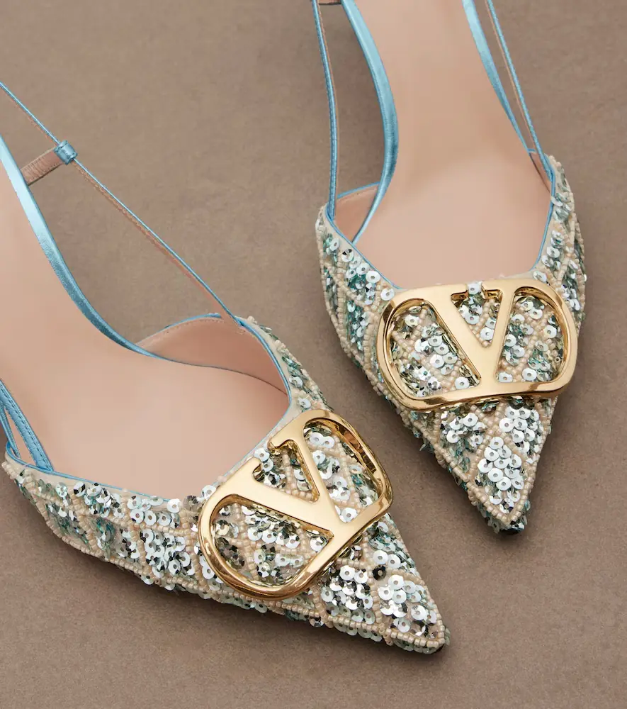 Valentino Garavani VLogo Signature sequined slingback pumps | Thumbnail 3 Valentino Garavani VLogo Signature sequined slingback pumps | Thumbnail 3
