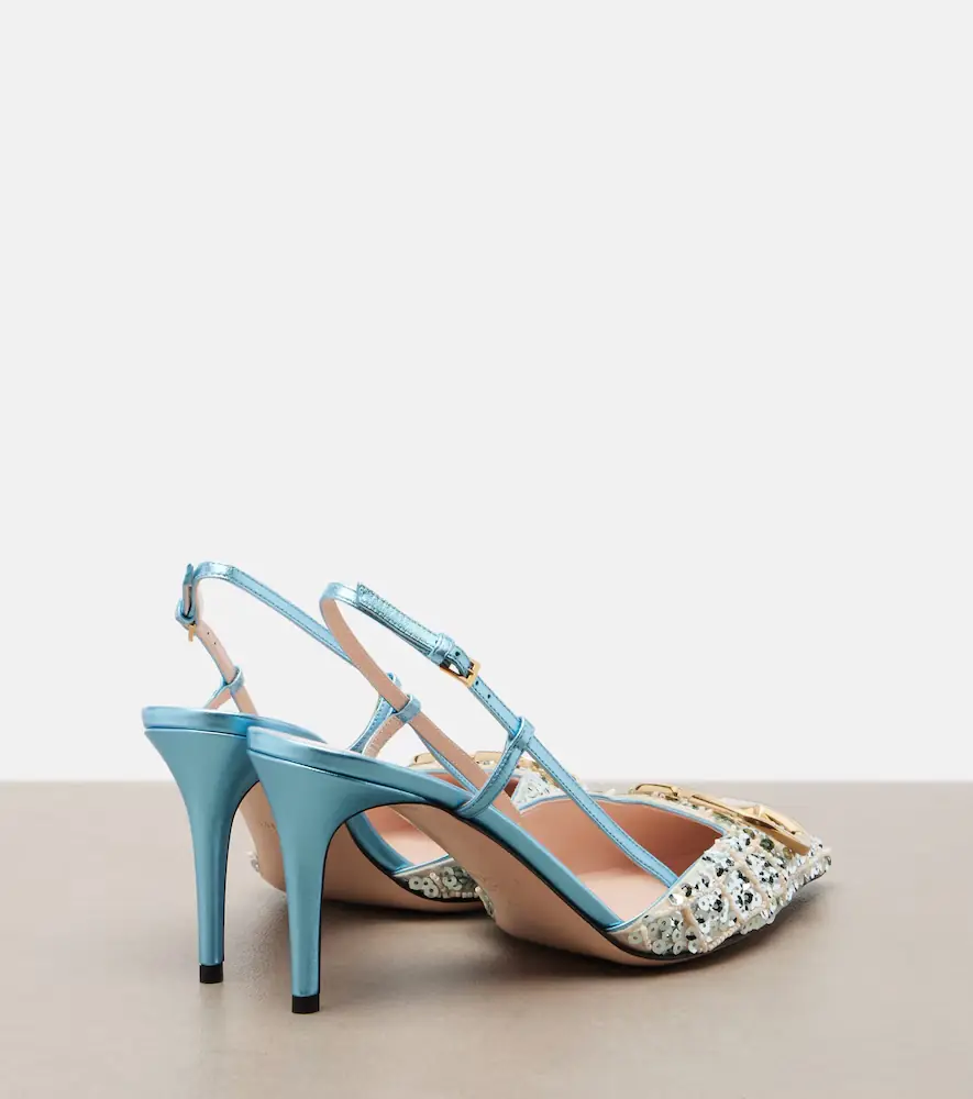 Valentino Garavani VLogo Signature sequined slingback pumps | Thumbnail 4 Valentino Garavani VLogo Signature sequined slingback pumps | Thumbnail 4