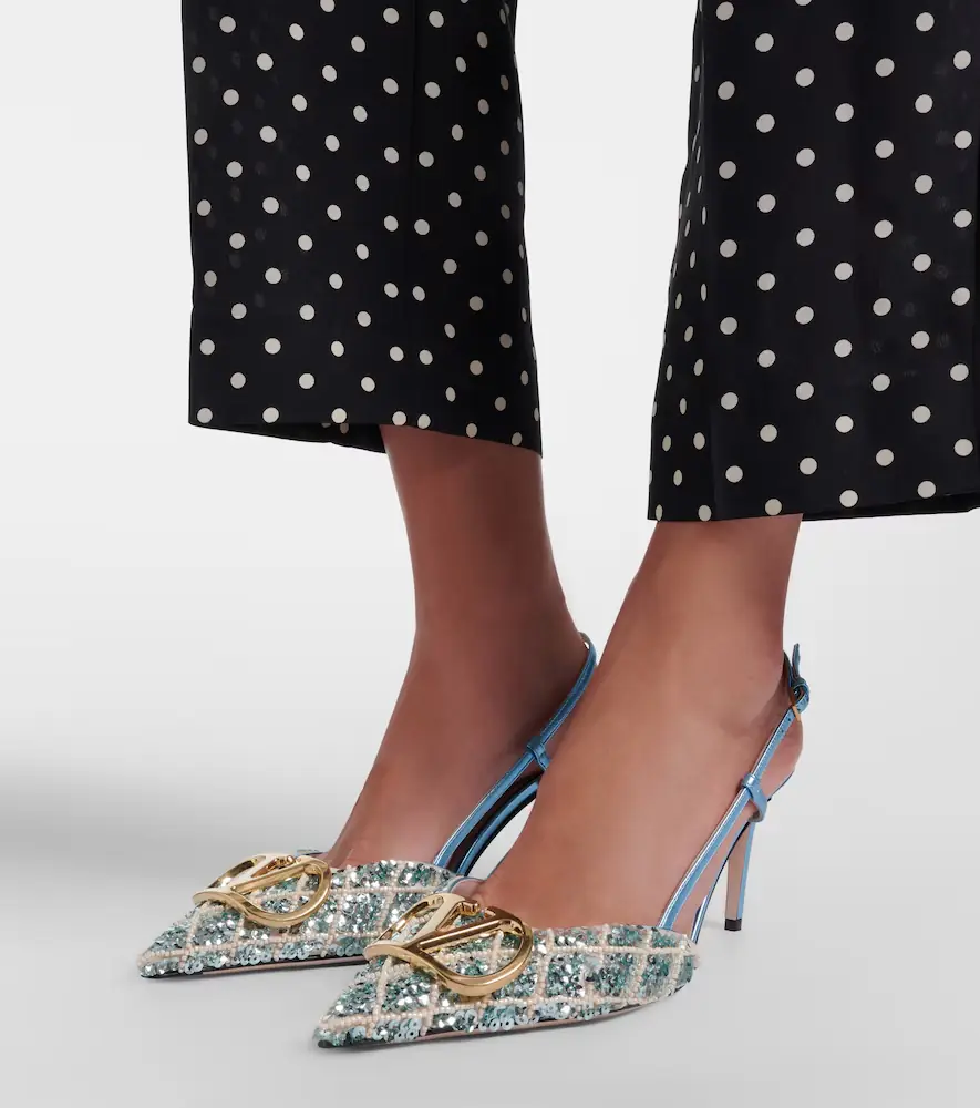 Valentino Garavani VLogo Signature sequined slingback pumps | Thumbnail 6 Valentino Garavani VLogo Signature sequined slingback pumps | Thumbnail 6