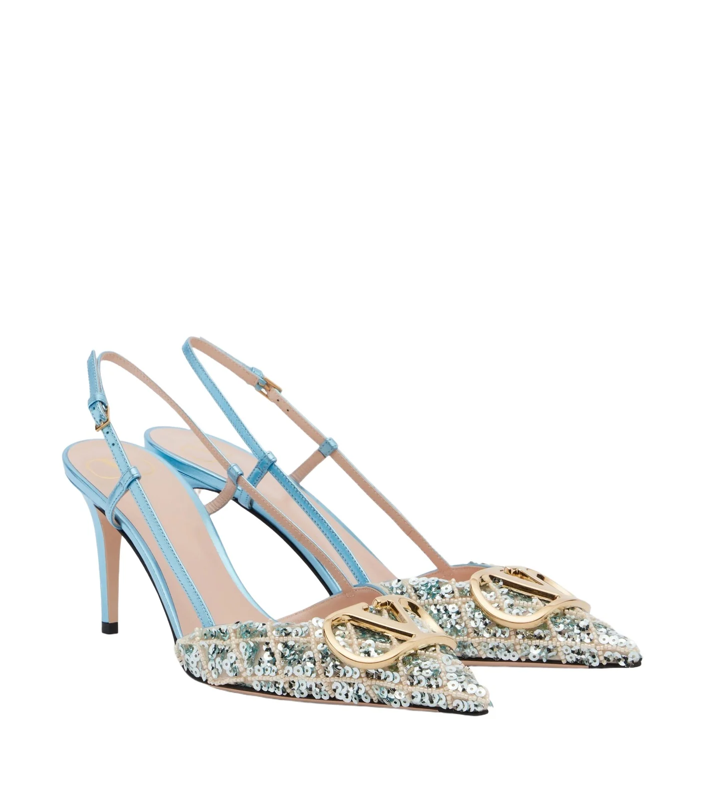 VLogo Signature sequined slingback pumps VLogo Signature sequined slingback pumps