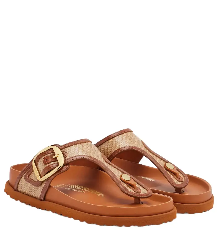 Birkenstock 1774 Gizeh leather-trimmed woven thong sandals | Image 1 Birkenstock 1774 Gizeh leather-trimmed woven thong sandals | Image 1