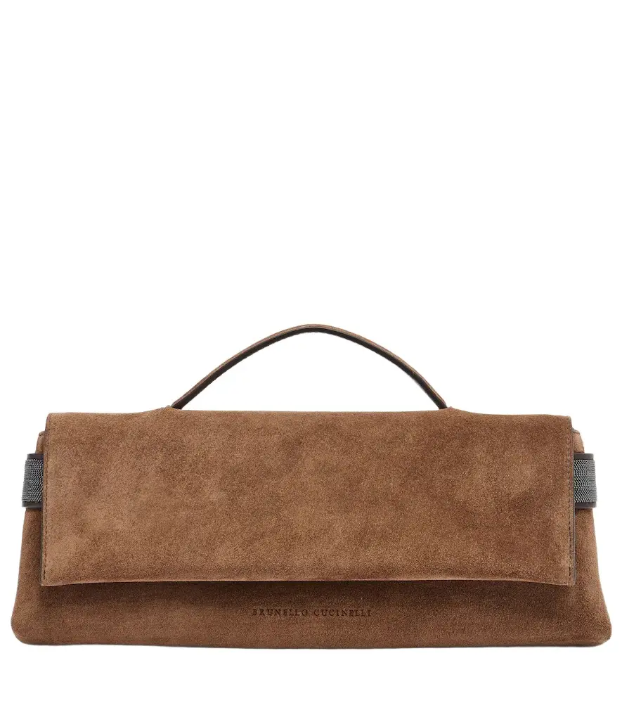 Brunello Cucinelli Essence Small suede top-handle bag | Image 1 Brunello Cucinelli Essence Small suede top-handle bag | Image 1