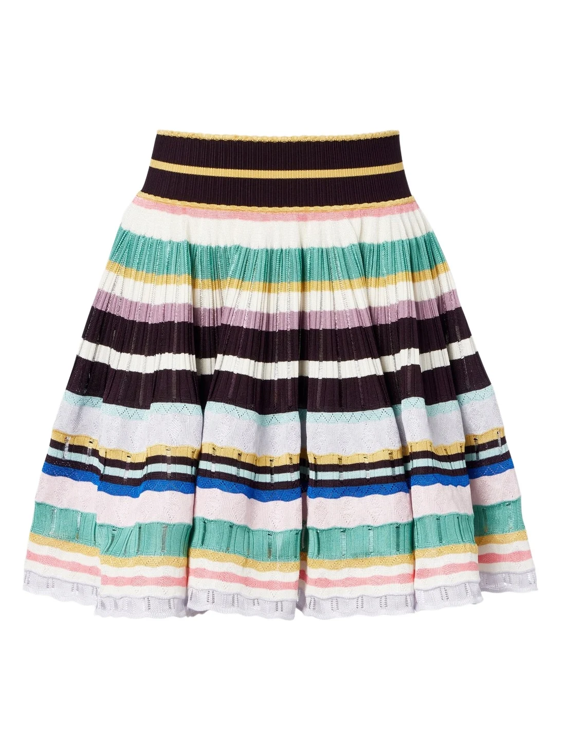 Striped knitted miniskirt