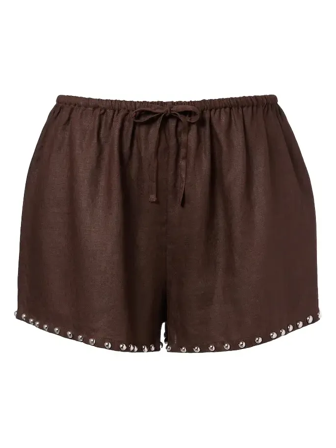 Paddle studded linen shorts Paddle studded linen shorts