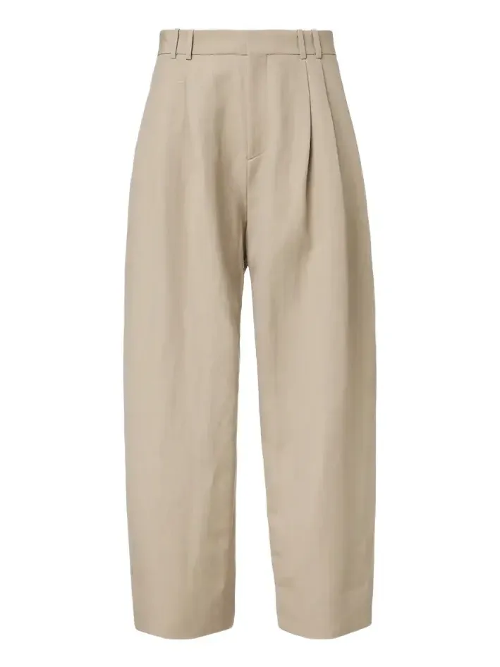Linen and wool wide-leg pants