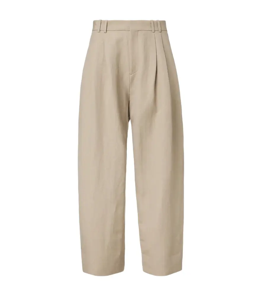 Linen and wool wide-leg pants